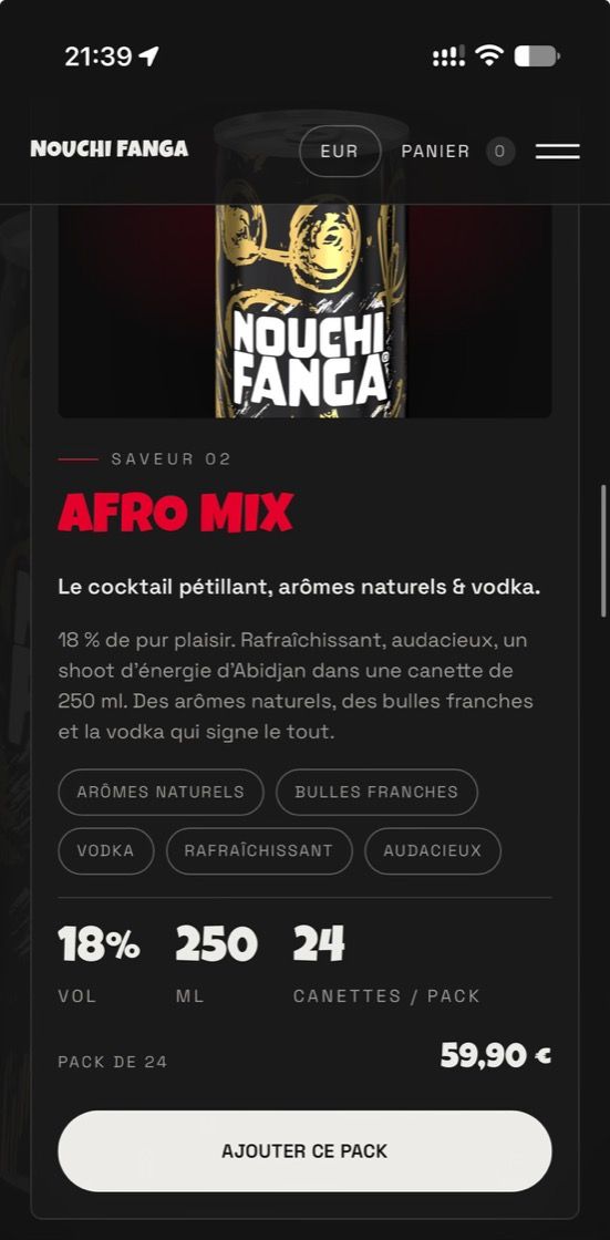 Nouchi Fanga sur téléphone : la fiche Afro Mix